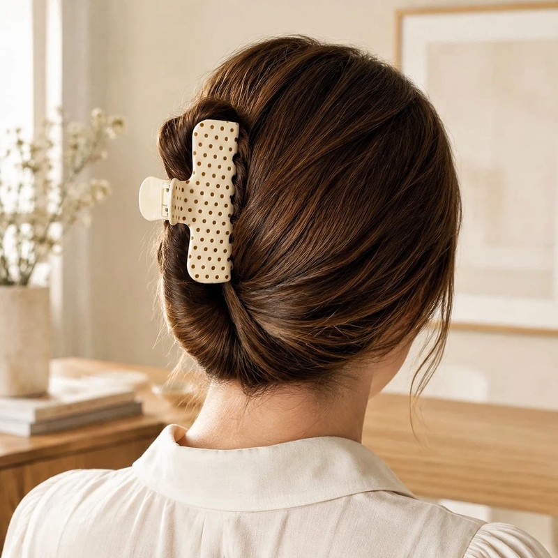 3.8 Inch Polka Dot Acetate Claw Clip for Women Thin