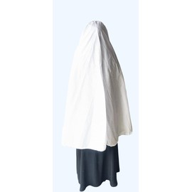 Women Cotton White one Piece Ihram/Rumali/Prayer Cloth with Undercap/Loose Full Cover/One-size Overall Hijab