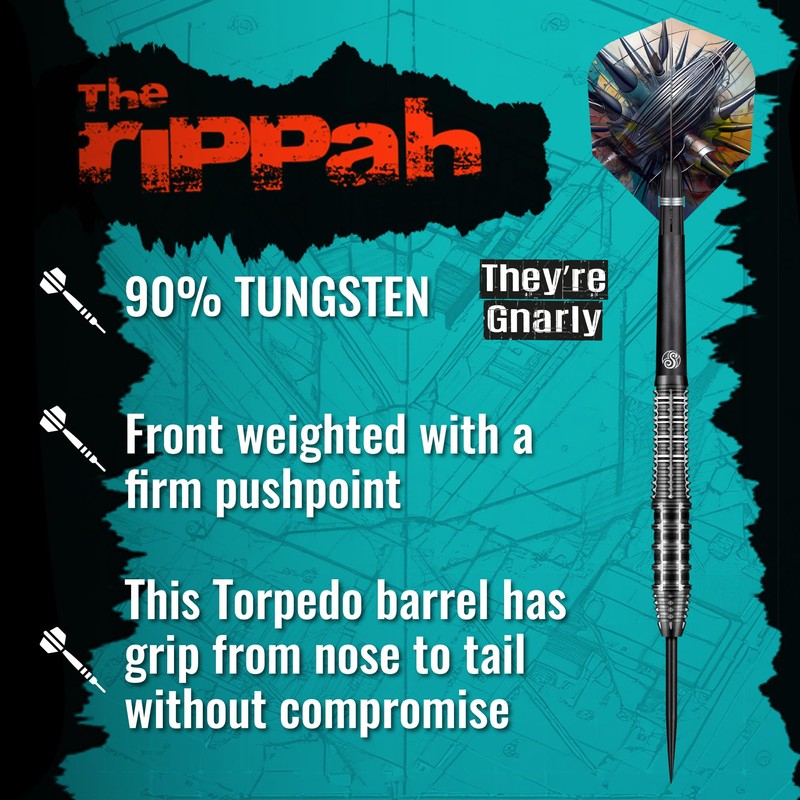 Shot! Gnarly Rippah Steel Tip Dart Set 90% Tungsten Dart