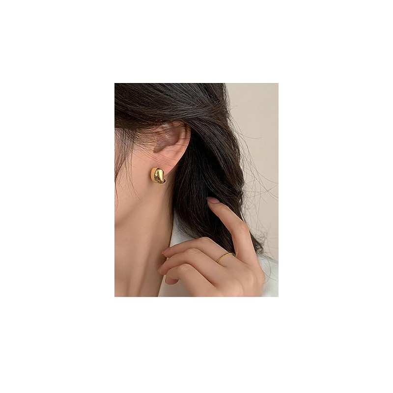 Women's Hoop Earrings, Popular, Small, Non-Hole Earrings, Adult, Elegant, 18k
