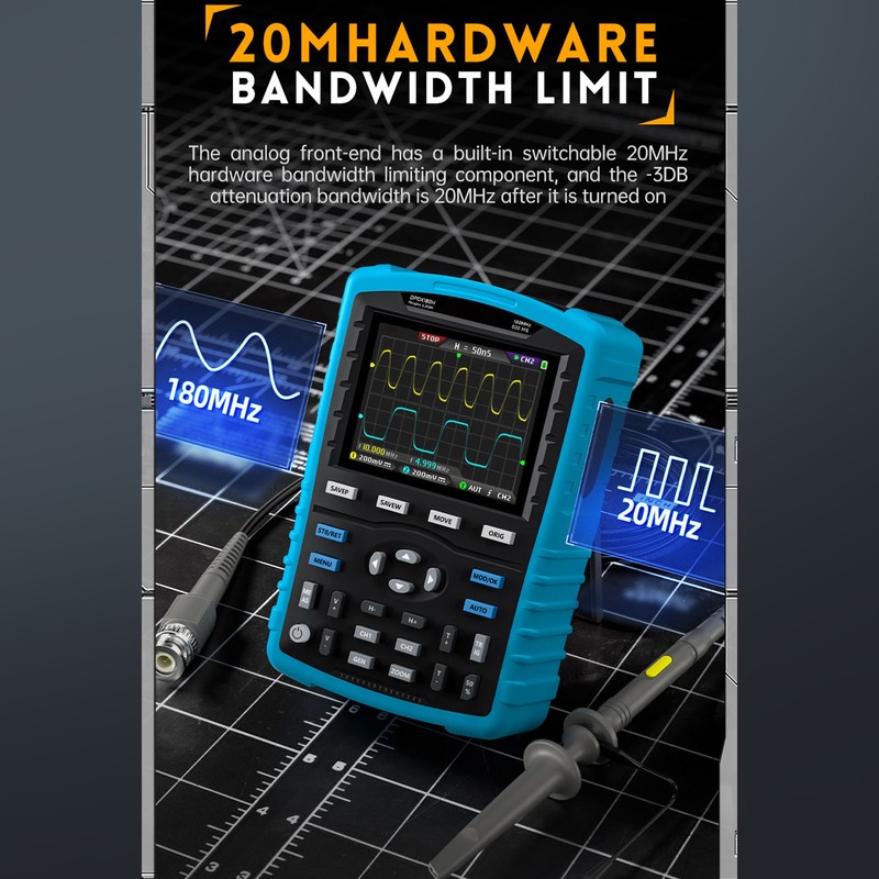 Fluorescent Digital Oscilloscope 2.8in Display 3000mAh Dual Channel Signal Generator