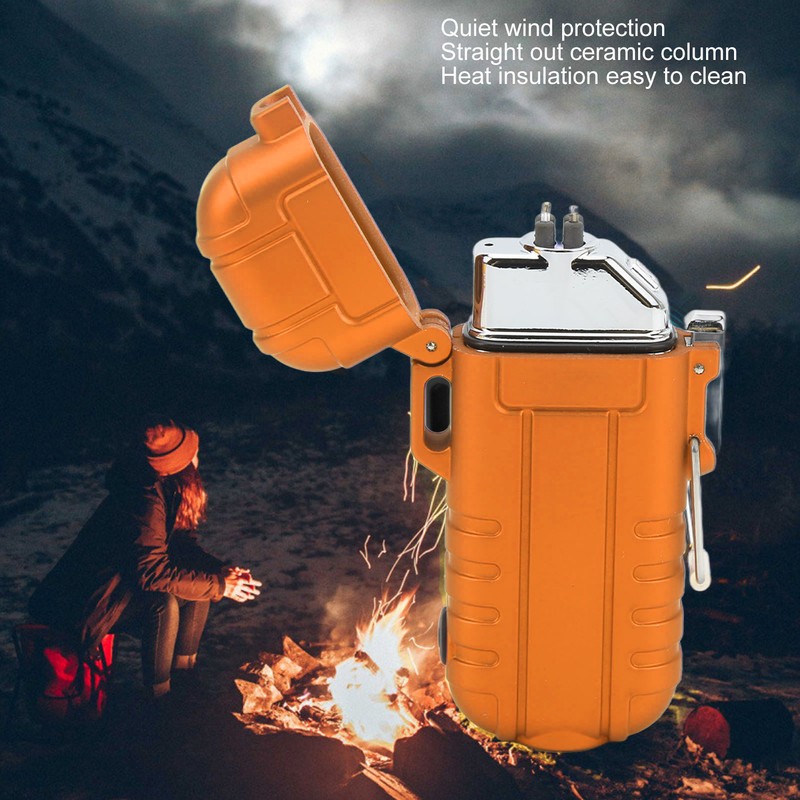 Outdoor Double Arc Electric Lighter Portable Waterproof Flashlight Lighter Charging