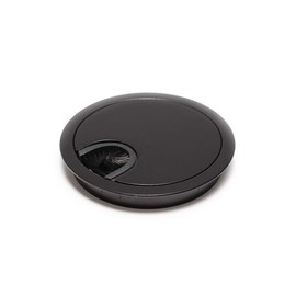 sossai® Cable grommet, cable passage, desk duct with brush for desks, office and worktops, 1 piece, KDM1-BL, design: black, diameter: 80 mm, material: metal