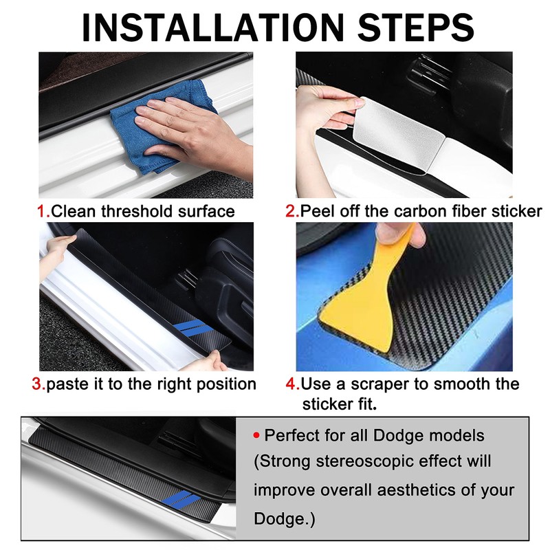 YOSRTER Leather Door Sill Protector Stickers, Carbon Fiber Texture, Universal