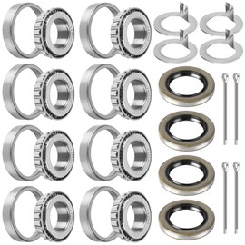 Set of 4 Trailer Bearing Kit L44643 L44610 Boat Trailer Axle Wheel Hub Bearings Fits for 1 Inch 2000 Lbs Trailer Axle, 12192TB Grease Seals OD 1.97"