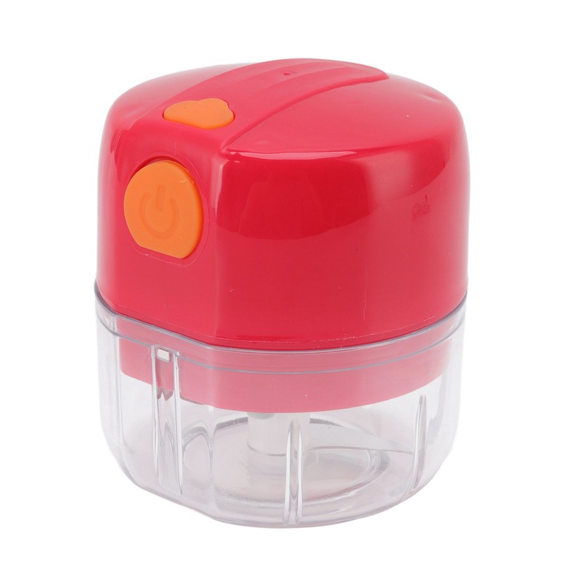 Garlic Chopper USB Charging Portable Red Double Blade 360 Degrees