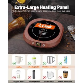 See Description Coffee Warmer, New 4.4-In Heating Surface, 5 Temp Settings & Auto Shutoff, Cup