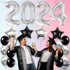 Silver 2024 and Star, Black and Confetti Balloons