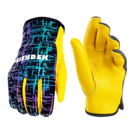 FEISHDEK Work Gloves Children's Gardening Gloves Reflective Breathable Outdoor Cycling Gloves Leather 3-12 Years Boys Girls