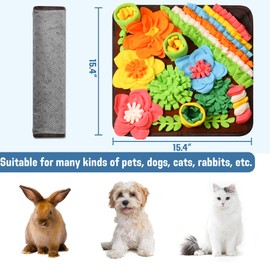 homelifthub Pet Snuffle Mat for Dogs Cats, Interactive Feed Game Puzzle Toy, Slow Feeding Mat, Help Stress Relief Training Foraging Skills, Boredom Dog Enrichment Toys 15.4x15.4 inch