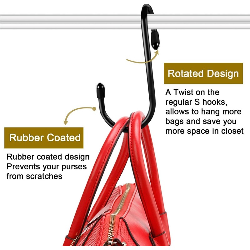 Purse Hanger for Closet,Unique S-Shaped Twist Design Sponge Anti Scratch