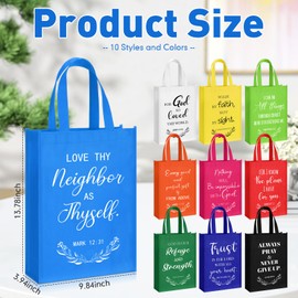 Paterr 30 Pack Easter Christian Gift Bags Bulk 14 x 10 Inch Reusable Bible Verse Non Woven Tote Bags with Handle Multi Color Inspirational Handbag for Church Welcome Holy Week Easter First Communion