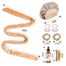 Heatless Curls, No Heat Curls Overnight Headband Cosmetics Castor Oil Organic (2oz) for Women, Khaki