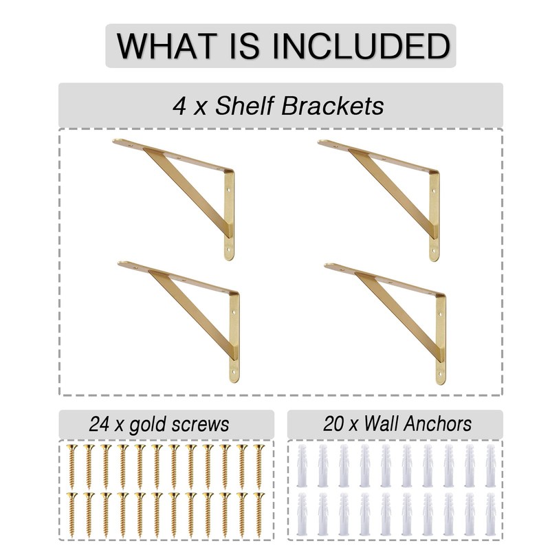 OVOV Heavy Duty Shelf Brackets Triangle Shelving Brackets Right Angle