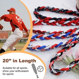 Naturahand 4 Pieces Baseball Player Necklaces with 3 Braided Rope and 2 Braided Rope, Tornado Titanium Necklaces for Boys and Men Softball Sport