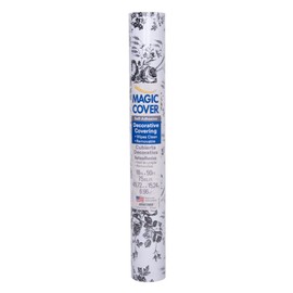 Magic Cover Adhesive Vinyl Paper, Multi-Functional Shelf Liner for Lining Drawers and Shelves, Waterproof and Durable, 18" x 50', Toile Black