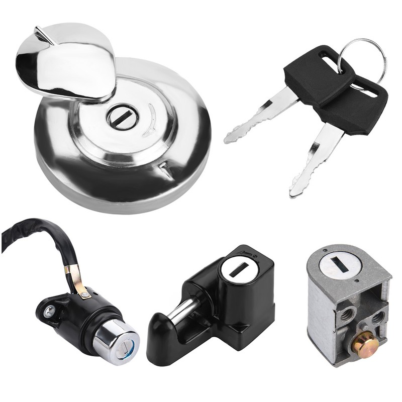 Motorcycle Ignition Switch Fuel Gas Cap Seat Lock Keys for