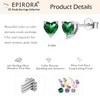 Silver Stud Earrings for Women Girls, Sterling Silver Green Cubic