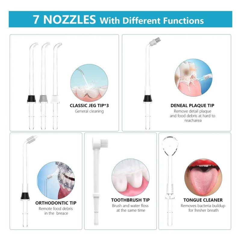Hilo Dental Turewell Water Con 8 Puntas Y 10 Niveles