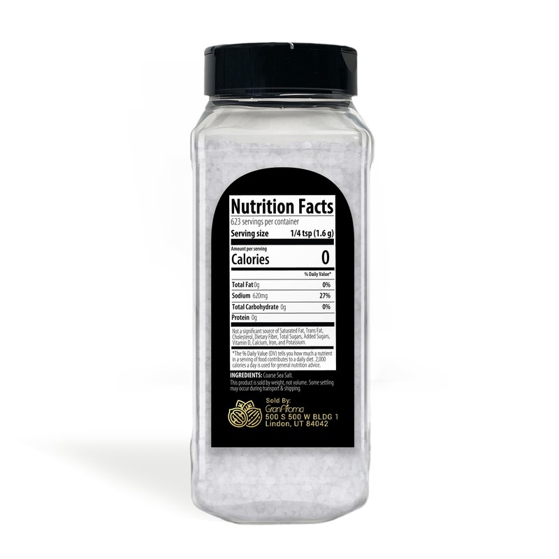 GranAroma Coarse Sea Salt, Finishing Salt, Cooking and Bath Additive