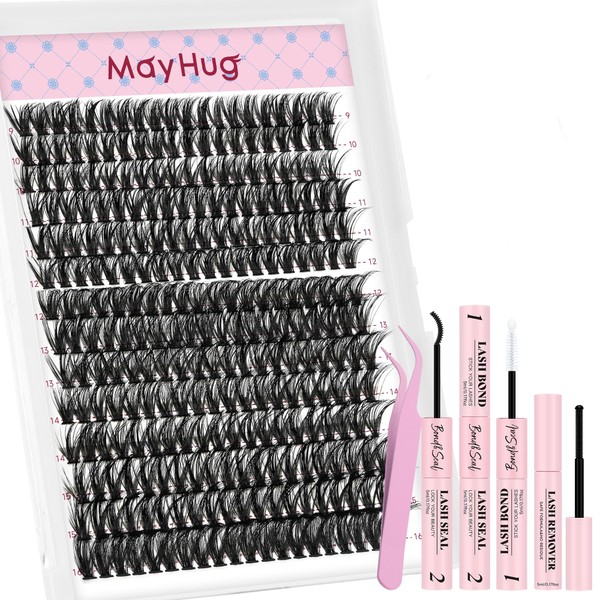 Mayhug Lash Extension Kit,DIY Individual Lashes Clusters,Bond And Seal,Lash Remover