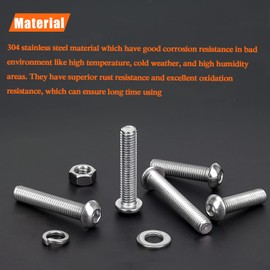 HELIFOUNER 75 Pieces M8 x 30mm /35mm /40mm /45mm /50mm, Button Head Socket Cap Metric Screws Nuts Washers Kit, 304 Stainless Steel