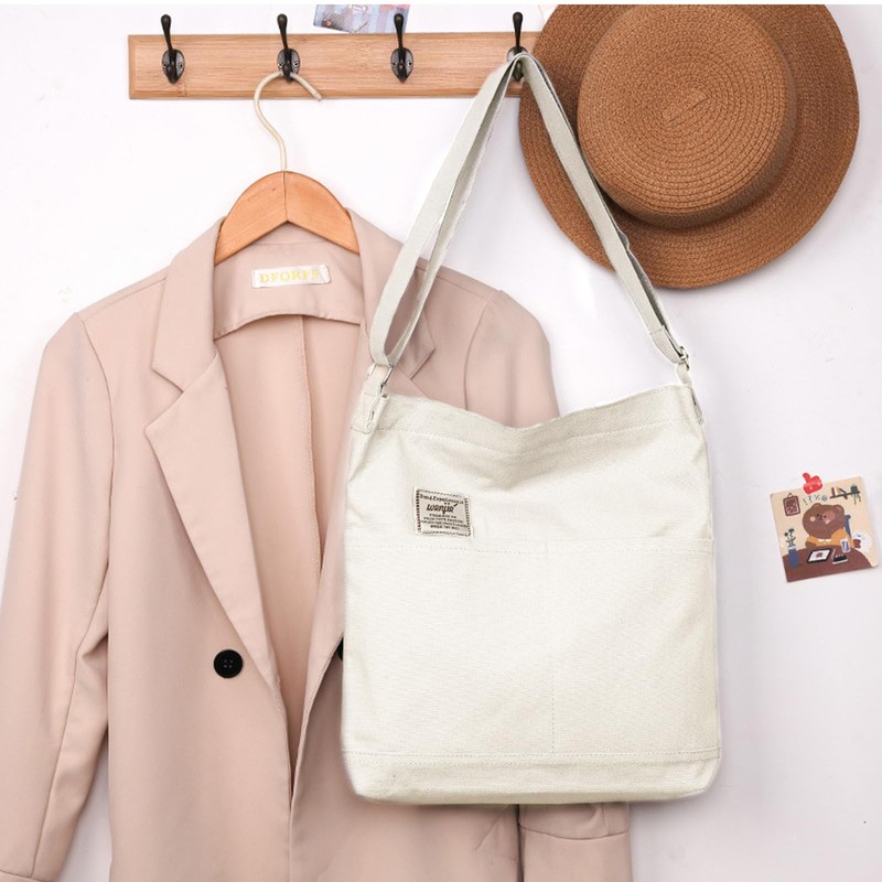 VEAGIA Tote Bag, Canvas, Shoulder Bag, A4, Large Size, Canvas