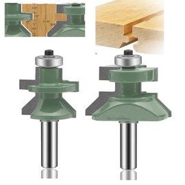 OLETBE Tongue and Groove Flooring Router Bit Set 1/2-Inch Shank 2 PCS, Wood V-Notch Wainscotting and Flooring Matched Cabinet Shelf Door Woodworking Router Bits Set with Edge Banding(STRIGH)