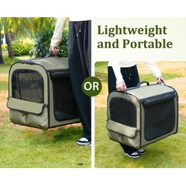 pecute Dog Car Carrier Stable and Light Weight, Expandable Extra Space Dog Carrier for Cars, Breathable Dog Car Crate, Foldable Pet Carrier for Both Indoor and Outdoor Use, Pet Travel Crate Green