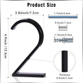 5 Inch Floating House Number 2, VONDERSO Black Metal Modern Outdoor Address Sign for Yard Street and Mailbox, Zinc Alloy Solid Address Numbers and Letters with Exquisite Drawing Process