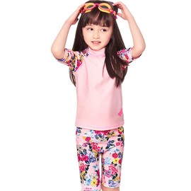 EZIX Traje de baño para niñas con protección solar UV, 2 piezas, 12004, Rosado, 3 Años
