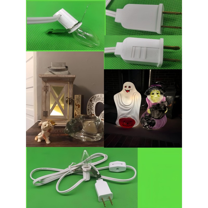 White Single Bulb Light Cord C7 Accessory Cord for Christmas