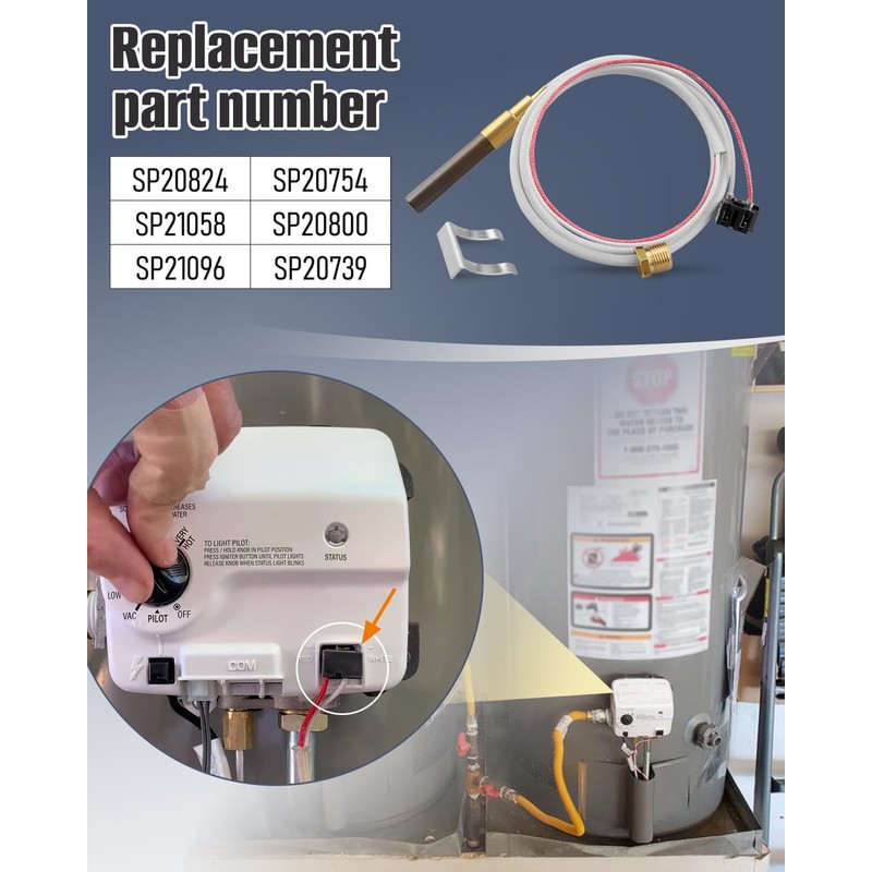 LP Thermopile Senor Fit for Rheem/Ruud/Richmond Water Heaters, Replace SP20824
