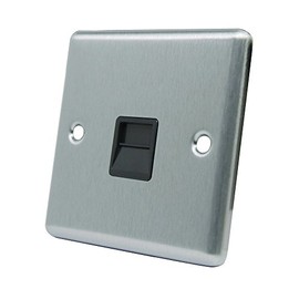 AET CSCTELSBL Satin Chrome Classical Telephone Slave Black Insert-BT Phone Extension Secondary Socket, 240 V