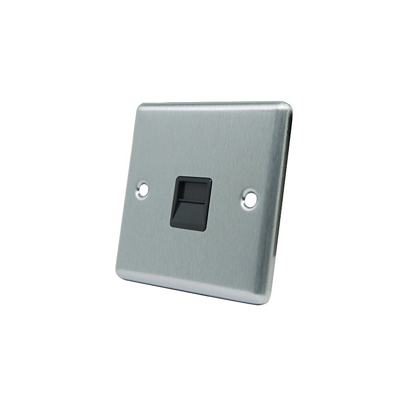 AET CSCTELSBL Satin Chrome Classical Telephone Slave Black Insert-BT Phone