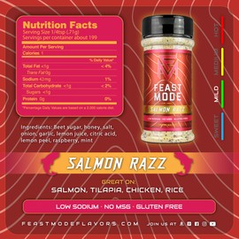 Feast Mode Flavors | Salmon Razz | Low Sodium | No MSG | Gluten Free| All Natural | Meal Prep Seasoning | Healthy | Great on seafood, fish, chicken, rice