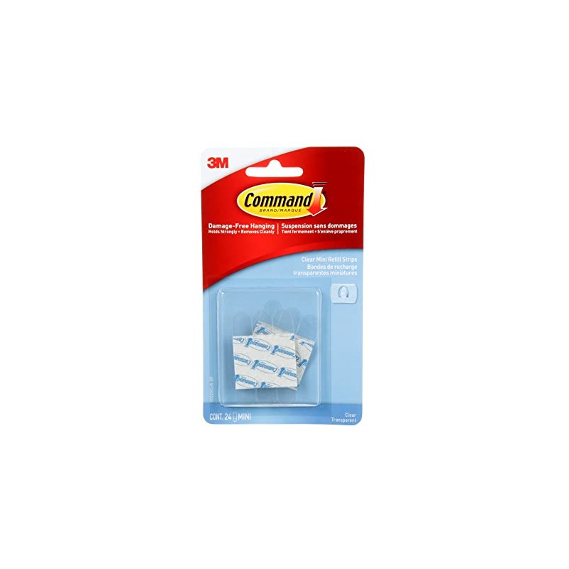 Command Clear Mini Refill Strips 17020CLR-EF, 24 Strips