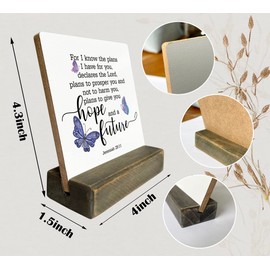 Christian Quote Wood Plaque Gift, Jeremiah 29:11- For I Know the Plans I Have For You, Plaque with Wooden Stand, Meaningful Wood Sign Plaque Gift, Bible Verse Gift Wood Sign, Christian Home Décor