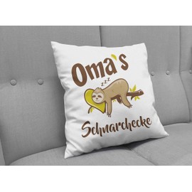 LIEBTASTISCH Cushion with Saying – Grandma's Snoring Corner – Sloth – Cushion Cover with Filling – Birthday – Gift Best Grandma – Decorative Cushion – White 40 cm x 40 cm