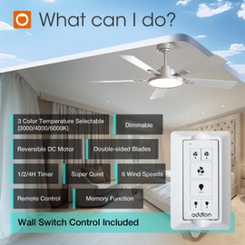 addlon Ceiling Fans with Lights, 52 inch Silver Ceiling fan with Light and Remote Control, Reversible, 3CCT, Dimmable, Noiseless, Ceiling Fan for Bedroom, Farmhouse, living room, Indoor/Outdoor Use