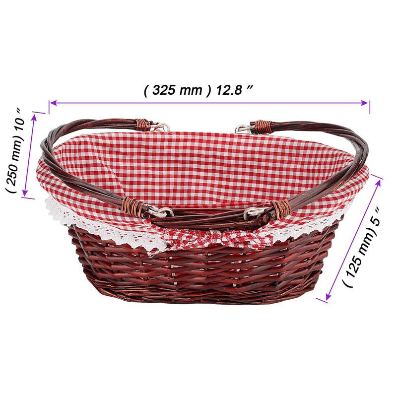 JOIKIT 2Pcs Brown Oval Traditional Wicker Shopping Storage Basket with