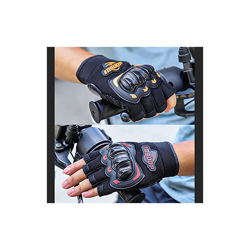 XTRAFAST Tactical Security Gloves Police Fingerless Leather with Protective Padding