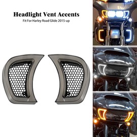 HCmotorku - Luz LED de ventilación para faros delanteros para motocicleta, luz intermitente, apta para Harley Touring Road Gilde 2015-2023, color humo