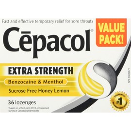 Cēpacol Extra Strength, Sucrose Free, Honey Lemon, Sore Throat lozenges, Value Pack, 36 count
