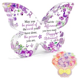 Best Retirement Gift for Woman Men, Butterfly Acrylic Desk Decor Presents for Coworker Teacher Friend, Office Going Away Farewell Retirement Gifts, Thank You Gifts for Women, Graduation Gifts