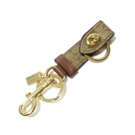 COACH COA 19S PVC Signature Turn Lock Key Ring F49314/GDKHA/92 Beige/Combi