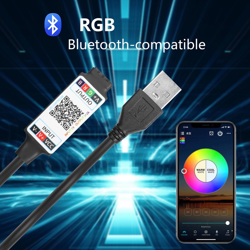 CERRXIAN Mini RGB Bluetooth Controller,USB 5V Bluetooth Led Light Controller,for