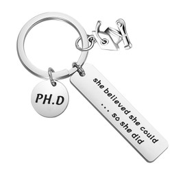 FOTAP FOTAP PHD Keychain Doctor of Philosophy Jewelry Doctorate Gift PhD Graduation Gift She Believed She Could So She Did Keychain (PHD key)