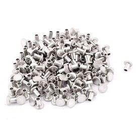 200 Pcs M4 x 6mm Aluminum Flat Head Semi-Tubular Rivets Silver Tone