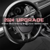 CHUSYYRAY 15" Black Genuine Leather Car Steering Wheel Cover For